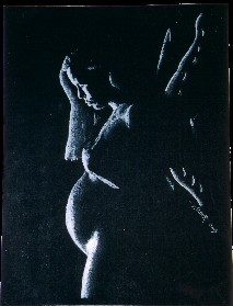 Pregnant Elv (White softcolor on black paper, 35 x 50 cm), 2004
